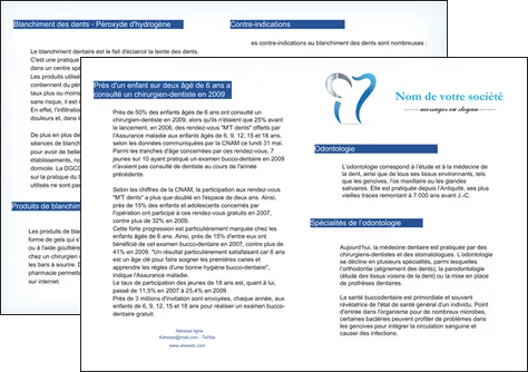 personnaliser maquette depliant 2 volets  4 pages  dentiste dents soins dentaires caries MIFCH27165
