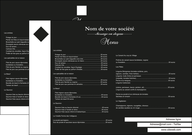 modele en ligne set de table metiers de la cuisine menu restaurant restaurant francais MLIG27871