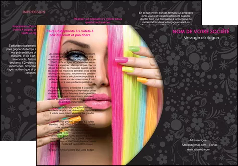 realiser depliant 3 volets  6 pages  cosmetique coiffure coiffeur coiffeuse MIFBE28461