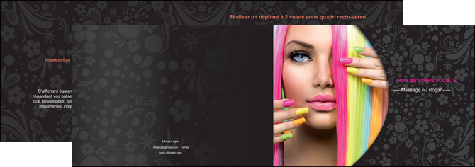 faire depliant 2 volets  4 pages  cosmetique coiffure coiffeur coiffeuse MLIGBE28475