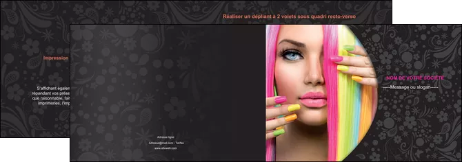 faire depliant 2 volets  4 pages  cosmetique coiffure coiffeur coiffeuse MLGI28475