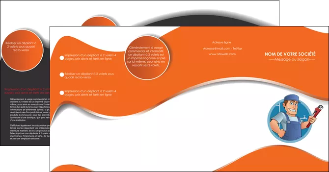 cree depliant 4 volets  8 pages  plomberie travail travailleur casquette MIFBE29495