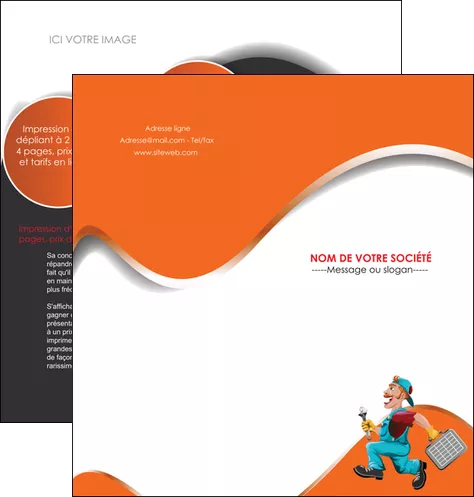 creation graphique en ligne depliant 2 volets  4 pages  plomberie travail travailleur casquette MLGI29575