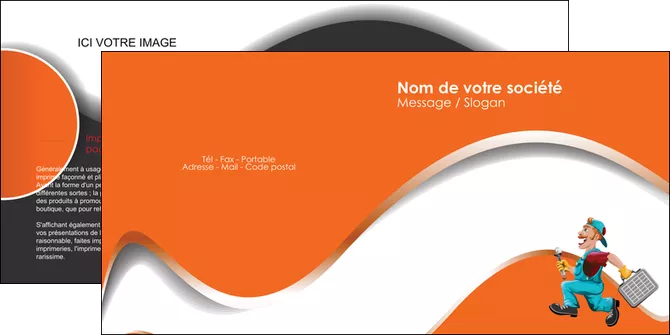 maquette en ligne a personnaliser depliant 2 volets  4 pages  plomberie travail travailleur casquette MID29587