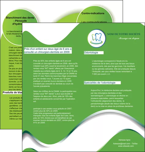 creation graphique en ligne depliant 2 volets  4 pages  dentiste dents dentiste dentier MIFBE30647