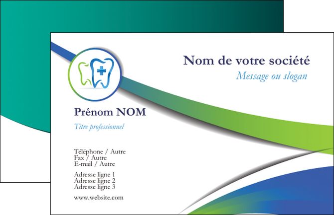imprimer carte de visite dentiste dents dentiste dentier MIDCH30823