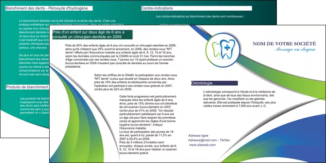 personnaliser maquette depliant 2 volets  4 pages  dentiste dents dentiste dentier MIFBE30849