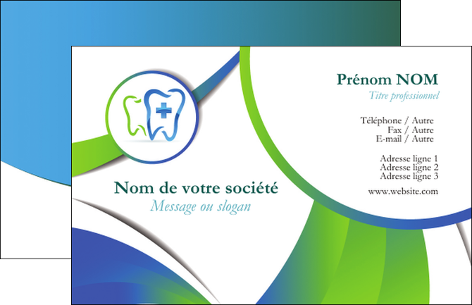 personnaliser maquette carte de visite dentiste dents dentiste dentier MIFBE30861