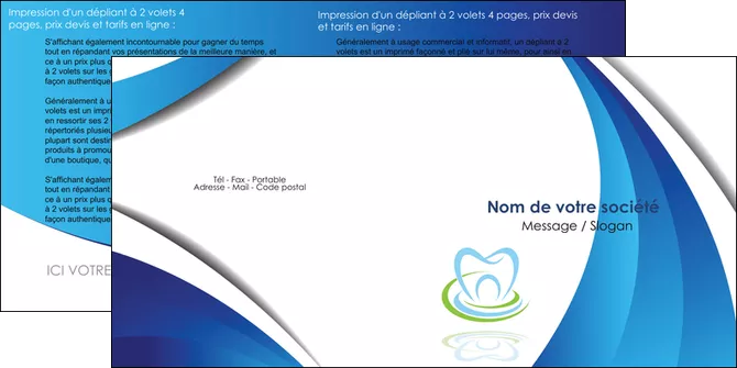 personnaliser modele de depliant 2 volets  4 pages  dentiste dents dentiste dentier MIFCH30995