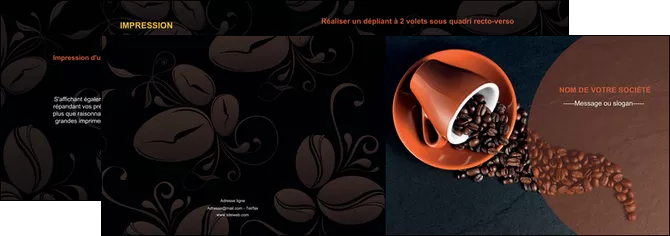 maquette en ligne a personnaliser depliant 2 volets  4 pages  bar et cafe et pub tasse a cafe cafe graines de cafe MLGI31845