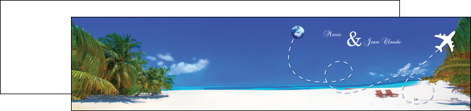 personnaliser maquette depliant 2 volets  4 pages  faire part de mariage avec photo de plage et tropique plage maldives MLIP33799