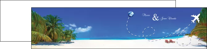 personnaliser maquette depliant 2 volets  4 pages  faire part de mariage avec photo de plage et tropique plage maldives MIFLU33799