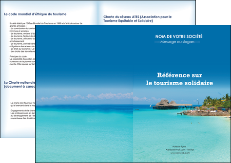 exemple depliant 2 volets  4 pages  paysage plage vacances tourisme MIS33813