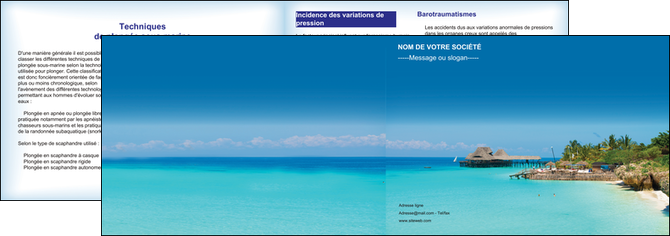 modele en ligne depliant 2 volets  4 pages  paysage plage vacances tourisme MIS33829