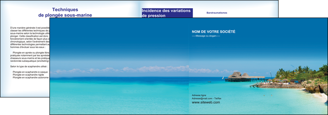 imprimerie depliant 2 volets  4 pages  paysage plage vacances tourisme MIDCH33831