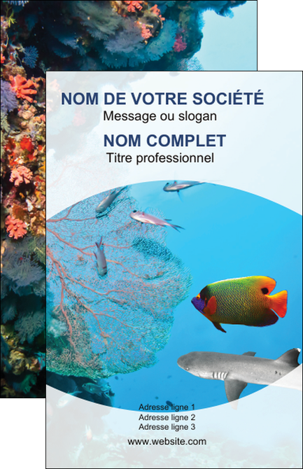 realiser carte de visite chasse et peche plongeur corail poissons MLIGBE33857