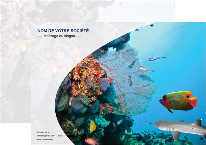 imprimerie affiche chasse et peche plongeur corail poissons MLIGLU33877
