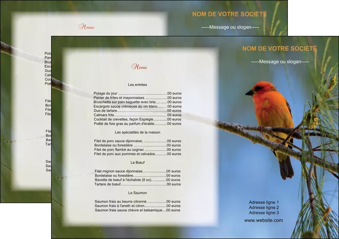 realiser set de table metiers de la cuisine menu restaurant liste de menu set de table MIFBE34257