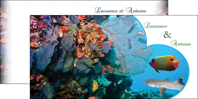 creation graphique en ligne depliant 2 volets  4 pages  chasse et peche plongeur corail poissons MLGI34443