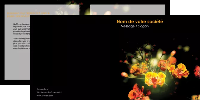 faire modele a imprimer depliant 2 volets  4 pages  fleuriste et jardinage fleur luxe noire MLIGLU34785