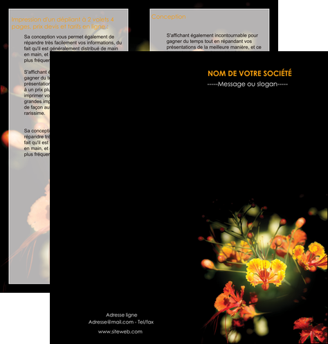 imprimer depliant 2 volets  4 pages  fleuriste et jardinage fleur luxe noire MIFCH34805