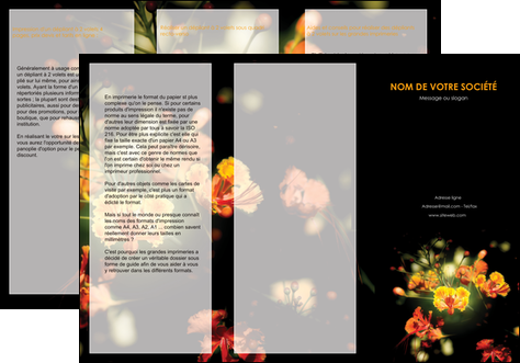 imprimer depliant 3 volets  6 pages  fleuriste et jardinage fleur luxe noire MIFBE34809