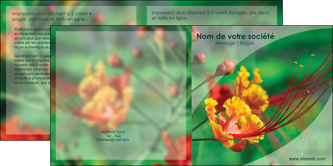 modele depliant 2 volets  4 pages  fleuriste et jardinage nature colore couleurs MLGI34901