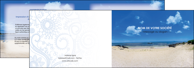 modele depliant 2 volets  4 pages  paysage mer vacances ile MIF35779