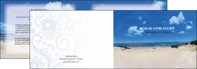 modele depliant 2 volets  4 pages  paysage mer vacances ile MIFCH35779
