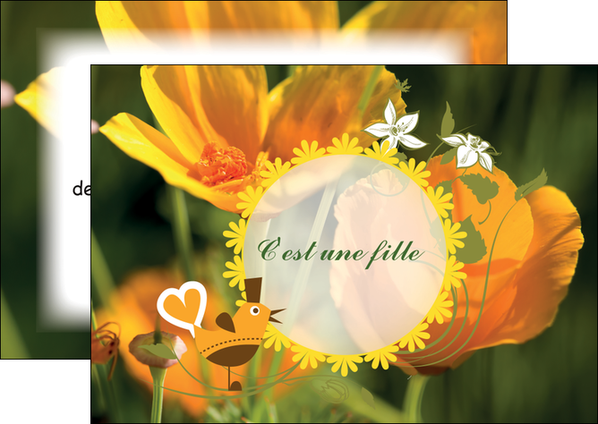 exemple flyers fleurs faire part de naissance jaune MIFLU36011