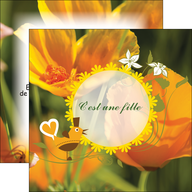 creer modele en ligne flyers fleurs faire part de naissance jaune MLIGBE36015