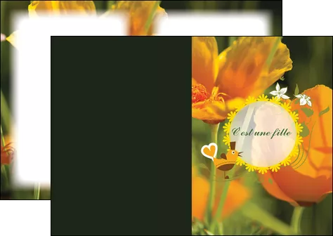 creer modele en ligne depliant 2 volets  4 pages  fleurs faire part de naissance jaune MLGI36019