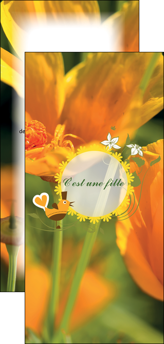 faire modele a imprimer flyers fleurs faire part de naissance jaune MIDCH36021