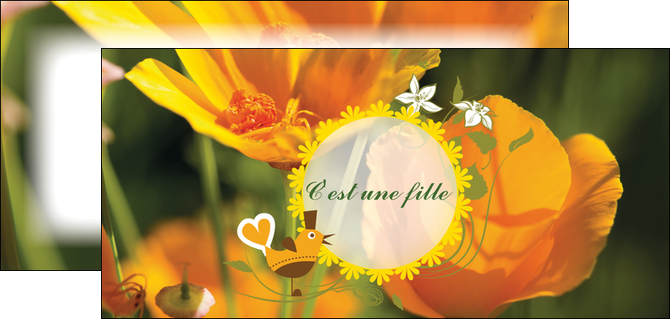 maquette en ligne a personnaliser flyers fleurs faire part de naissance jaune MIDBE36023