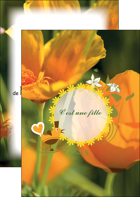 impression flyers fleurs faire part de naissance jaune MIFLU36025