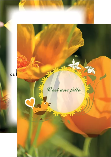 impression flyers fleurs faire part de naissance jaune MLGI36025
