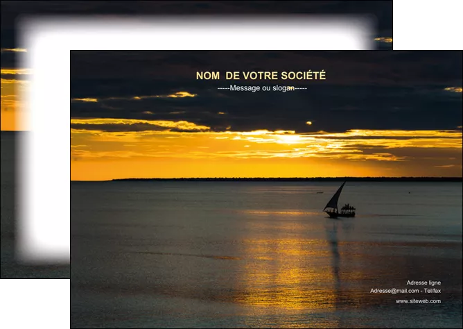 creation graphique en ligne flyers sejours pirogue couche de soleil mer MIFBE36903