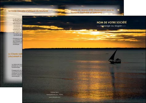 creer modele en ligne depliant 2 volets  4 pages  sejours pirogue couche de soleil mer MID36913
