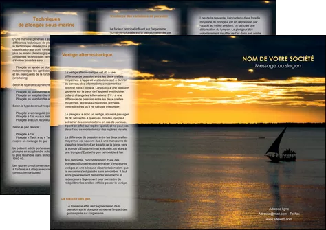 faire depliant 3 volets  6 pages  sejours pirogue couche de soleil mer MLGI36941