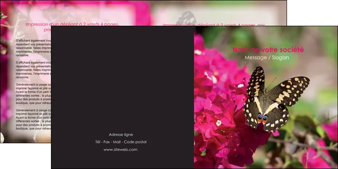 creer modele en ligne depliant 2 volets  4 pages  agriculture papillons fleurs nature MLGI37109