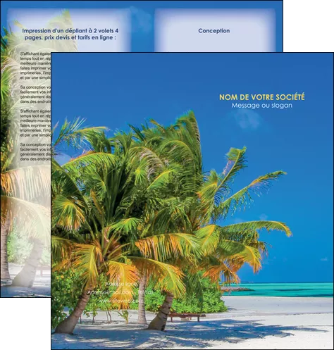 personnaliser modele de depliant 2 volets  4 pages  paysage plage cocotier sable MLIGLU37719