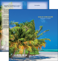 personnaliser modele de depliant 2 volets  4 pages  paysage plage cocotier sable MIDCH37719
