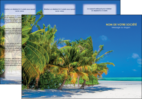 modele en ligne depliant 3 volets  6 pages  paysage plage cocotier sable MIS37721