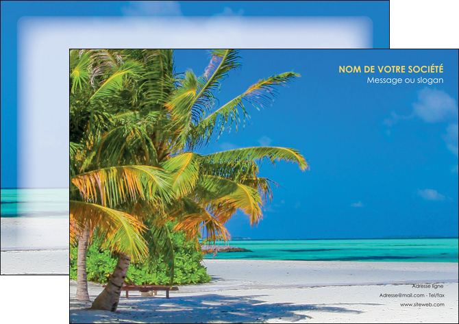 realiser affiche paysage plage cocotier sable MFLUOO37723