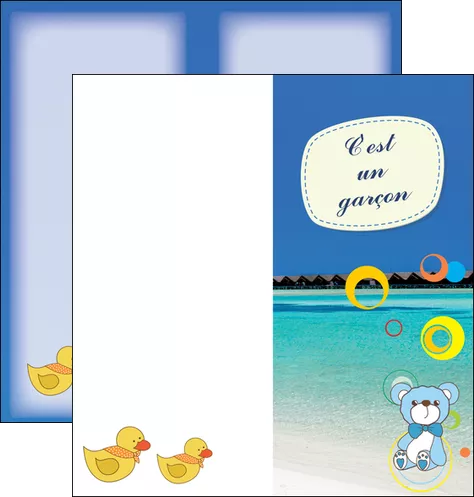 creation graphique en ligne depliant 2 volets  4 pages  plage mer bungalow MLGI38069