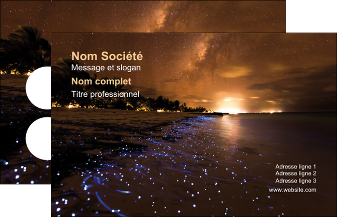 modele carte de visite tourisme  plage bord de mer couche de soleil MIS39207