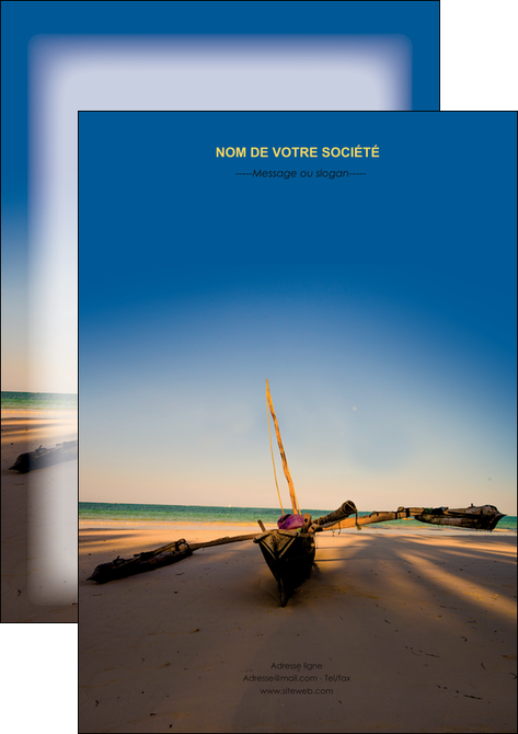 personnaliser maquette flyers paysage pirogue plage mer MIDLU39337