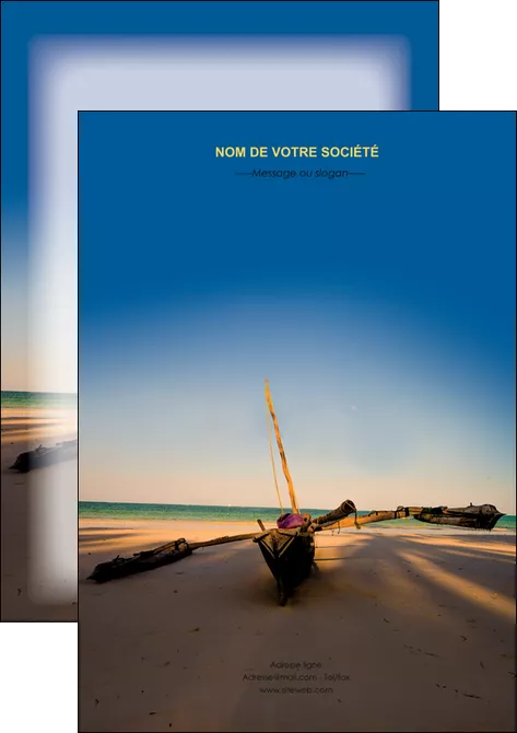 personnaliser maquette flyers paysage pirogue plage mer MIFBE39337