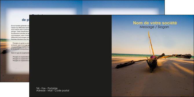 modele en ligne depliant 2 volets  4 pages  paysage pirogue plage mer MLIP39341