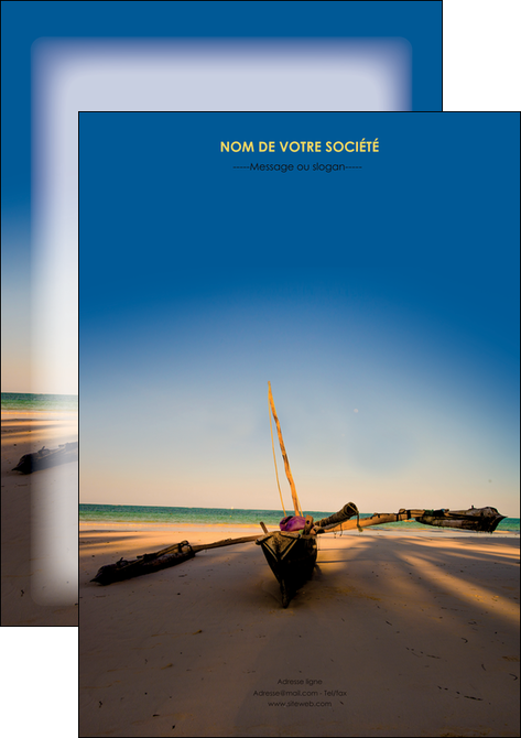 creation graphique en ligne affiche paysage pirogue plage mer MLIP39343